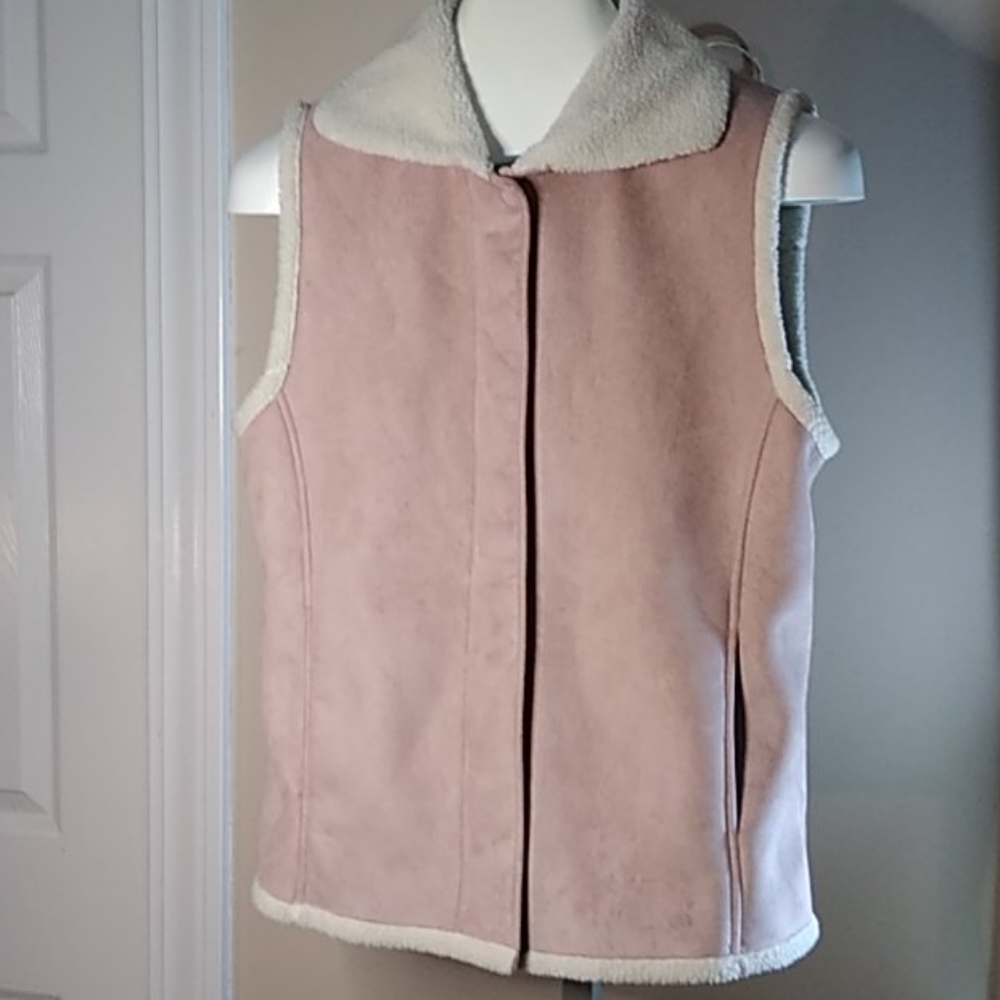 fleece Lined vest Faux suede Talbots